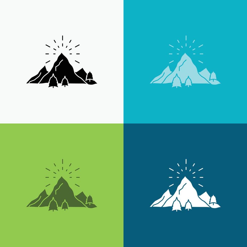 Cerro. paisaje. naturaleza. montaña. icono de fuegos artificiales sobre varios antecedentes. diseño de estilo de glifo. diseñado para web y aplicación. eps 10 ilustración vectorial vector