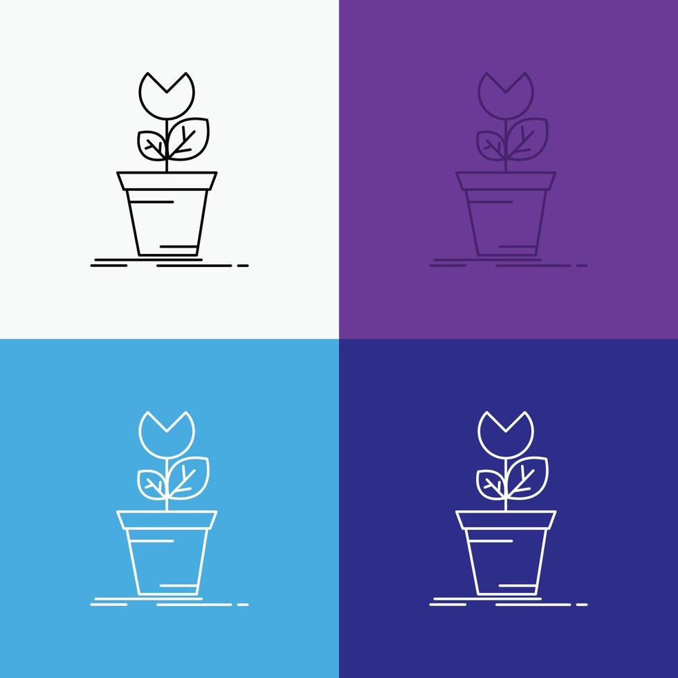 adventure. game. mario. obstacle. plant Icon Over Various Background. Line style design. designed for web and app. Eps 10 vector illustration