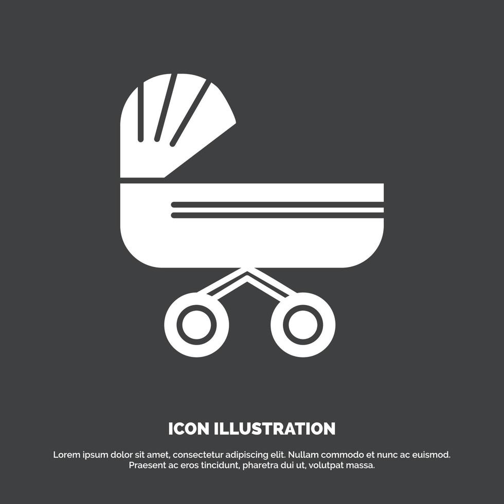 trolly. baby. kids. push. stroller Icon. glyph vector symbol for UI and UX. website or mobile application
