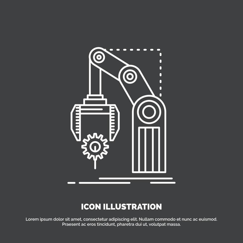 Automation. factory. hand. mechanism. package Icon. Line vector symbol for UI and UX. website or mobile application