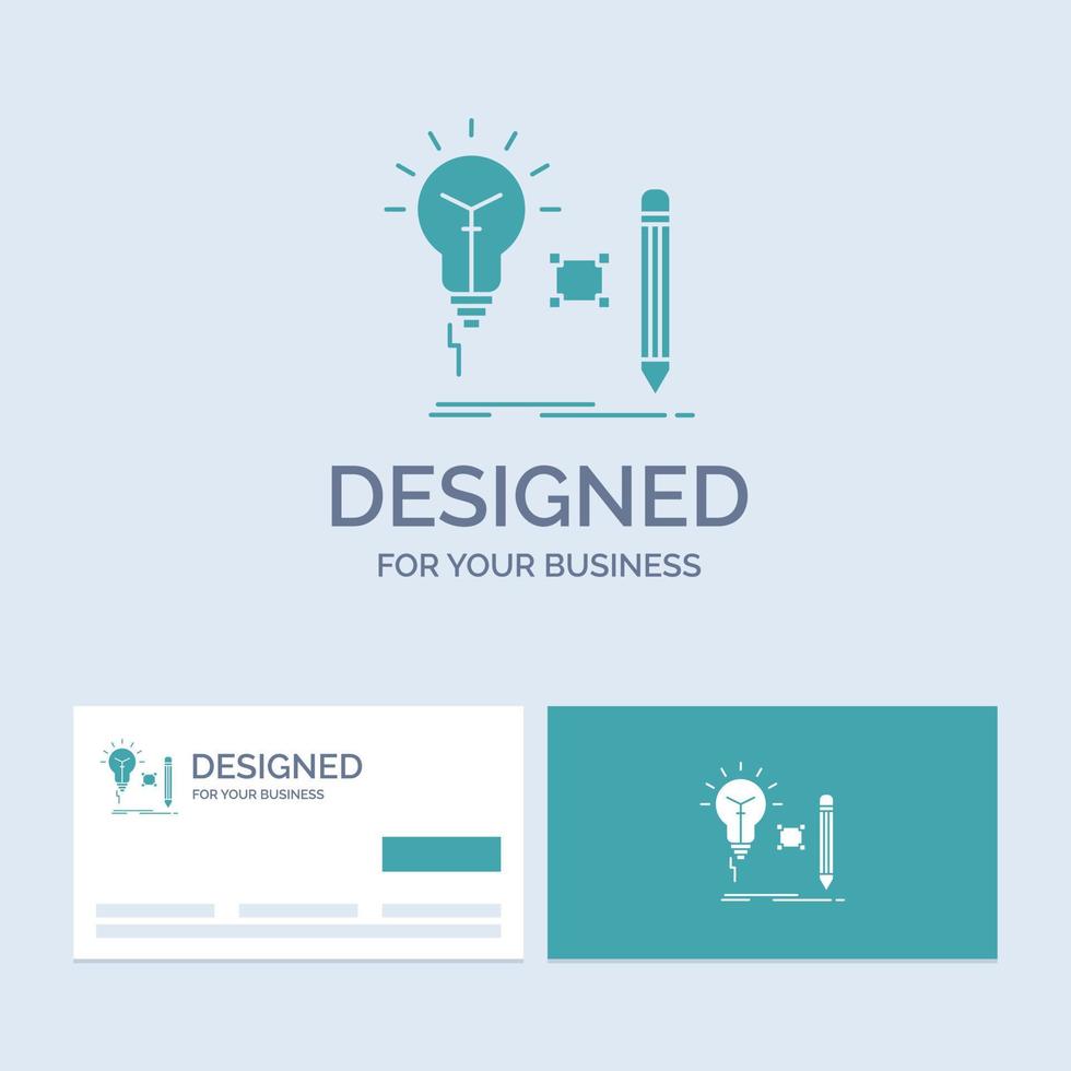 Idea. insight. key. lamp. lightbulb Business Logo Glyph Icon Symbol for your business. Turquoise Business Cards with Brand logo template. vector