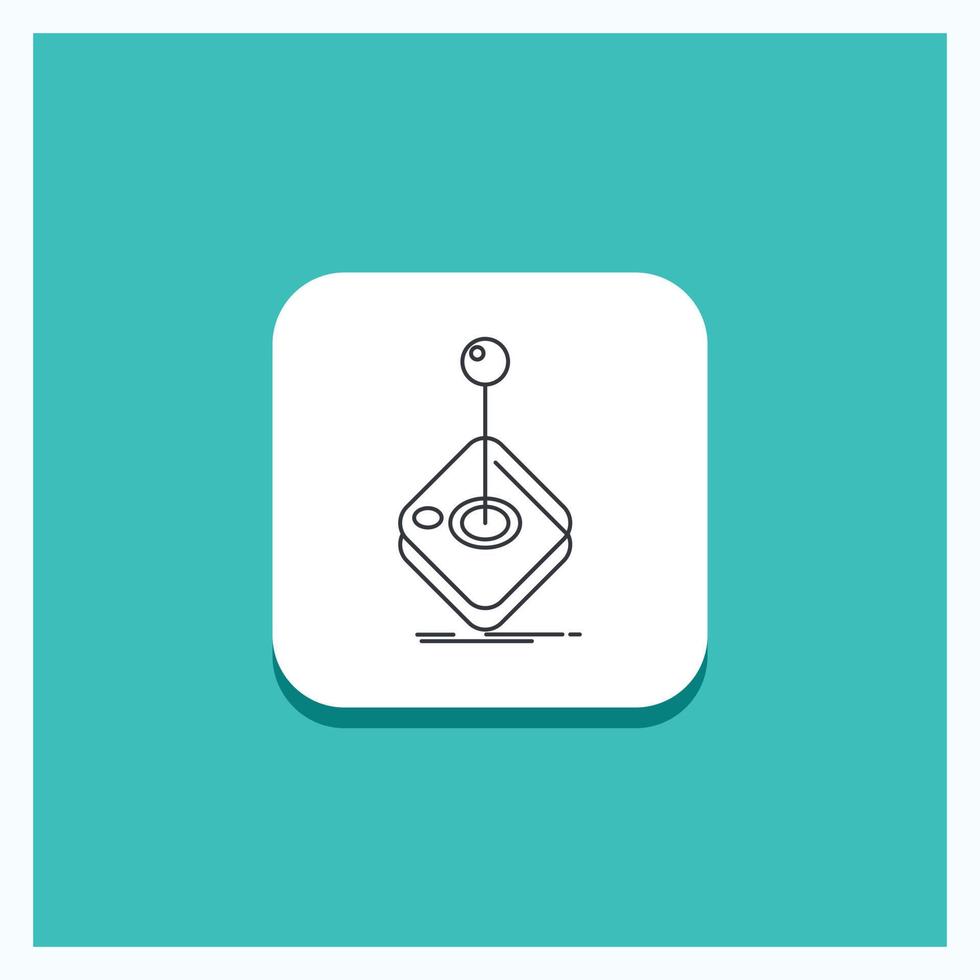 Round Button for Arcade. game. gaming. joystick. stick Line icon Turquoise Background vector