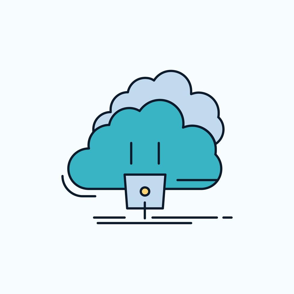 Cloud. connection. energy. network. power Flat Icon. green and Yellow sign and symbols for website and Mobile appliation. vector illustration