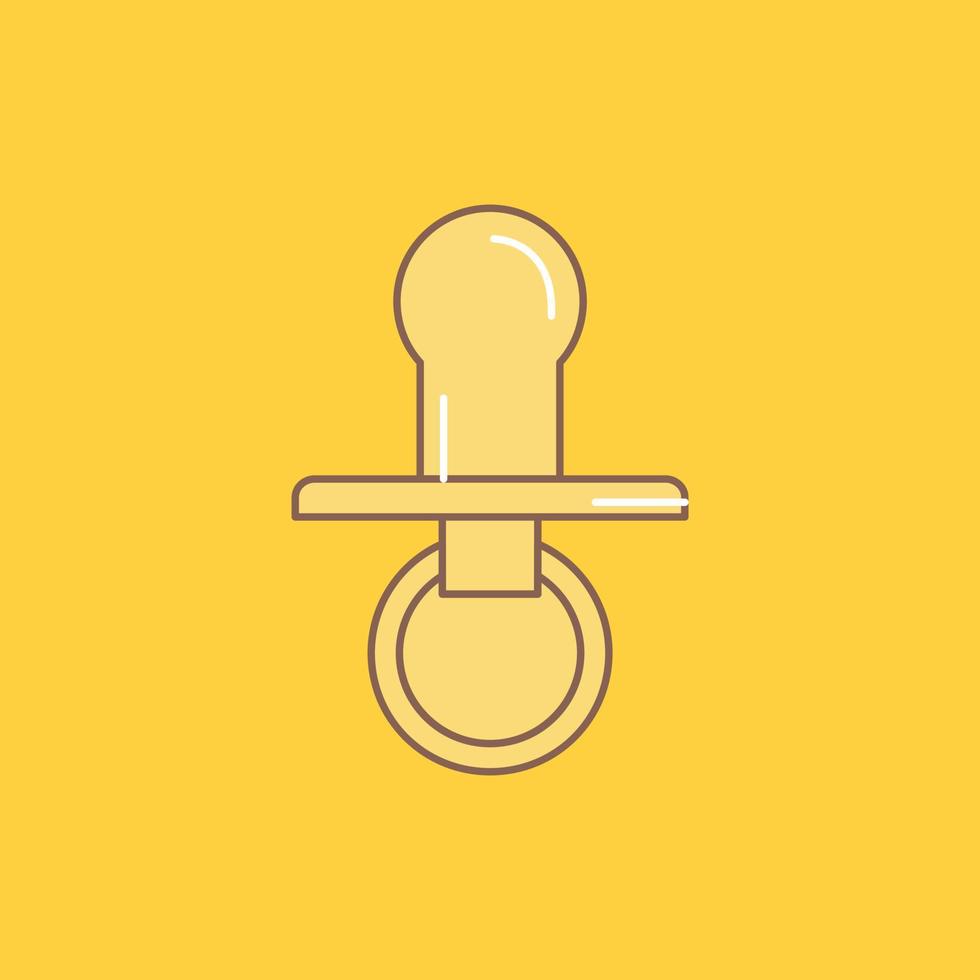 pezón. bebé. ficticio. chupete. icono lleno de línea plana para niños. hermoso botón de logotipo sobre fondo amarillo para ui y ux. sitio web o aplicación móvil vector