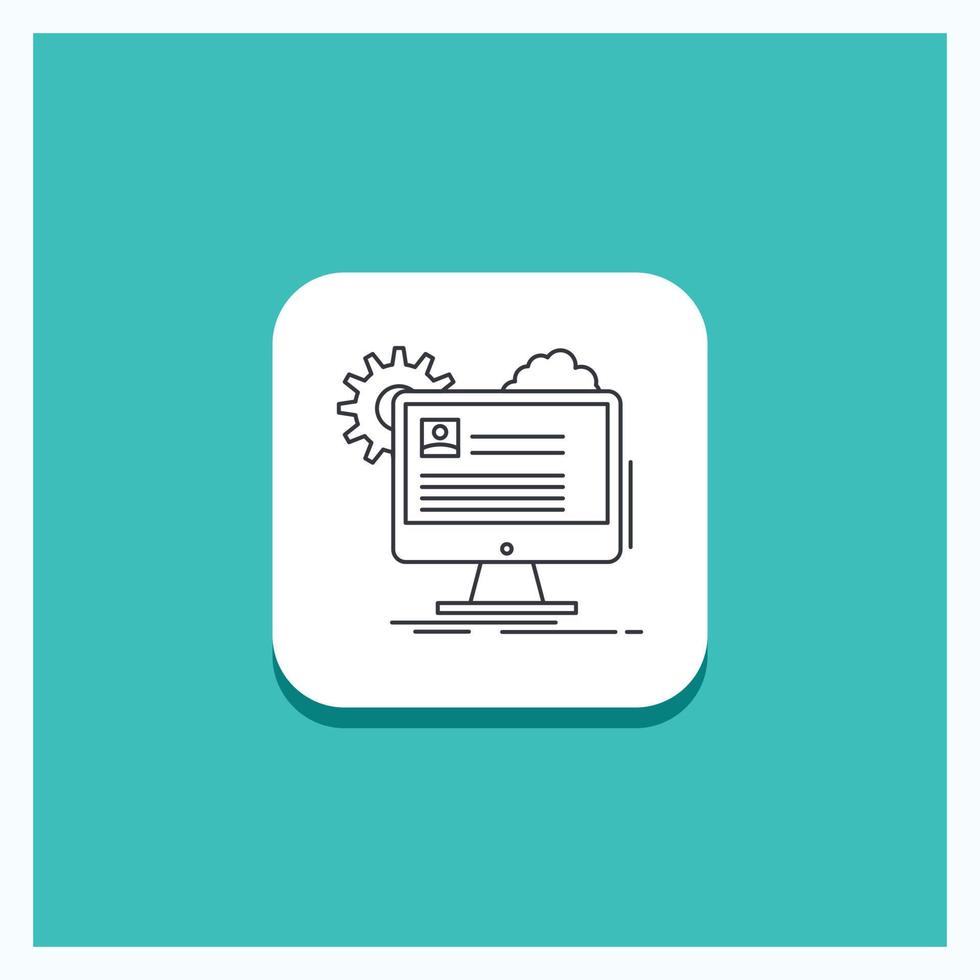 Round Button for Account. profile. report. edit. Update Line icon Turquoise Background vector