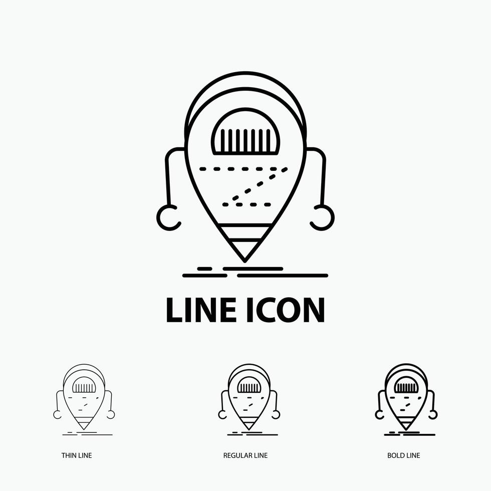 Android. beta. droid. robot. Technology Icon in Thin. Regular and Bold Line Style. Vector illustration