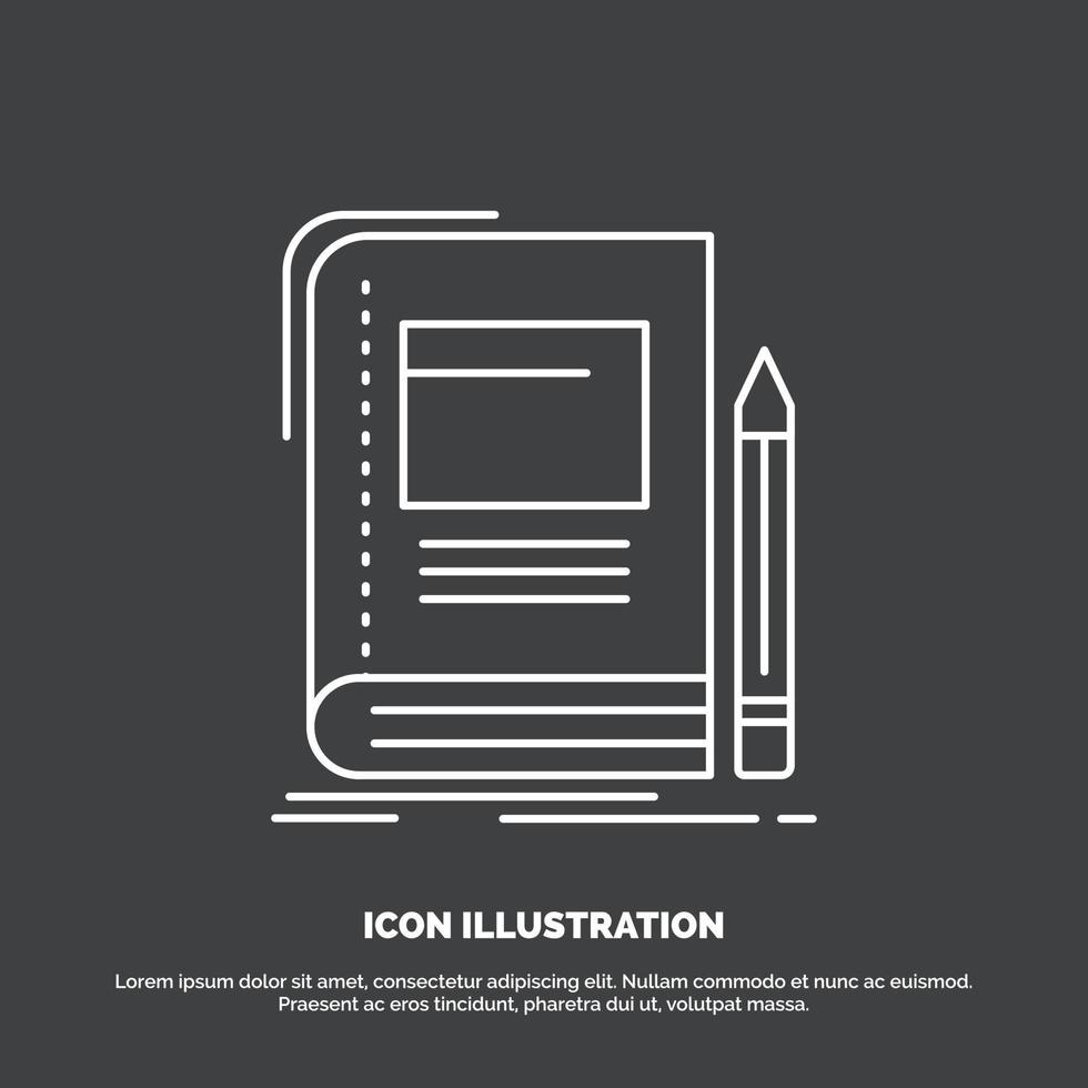 Book. business. education. notebook. school Icon. Line vector symbol for UI and UX. website or mobile application