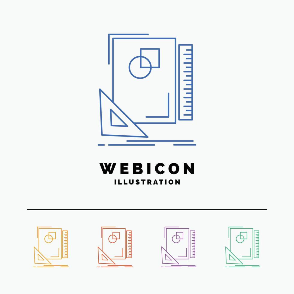 Design. layout. page. sketch. sketching 5 Color Line Web Icon Template isolated on white. Vector illustration