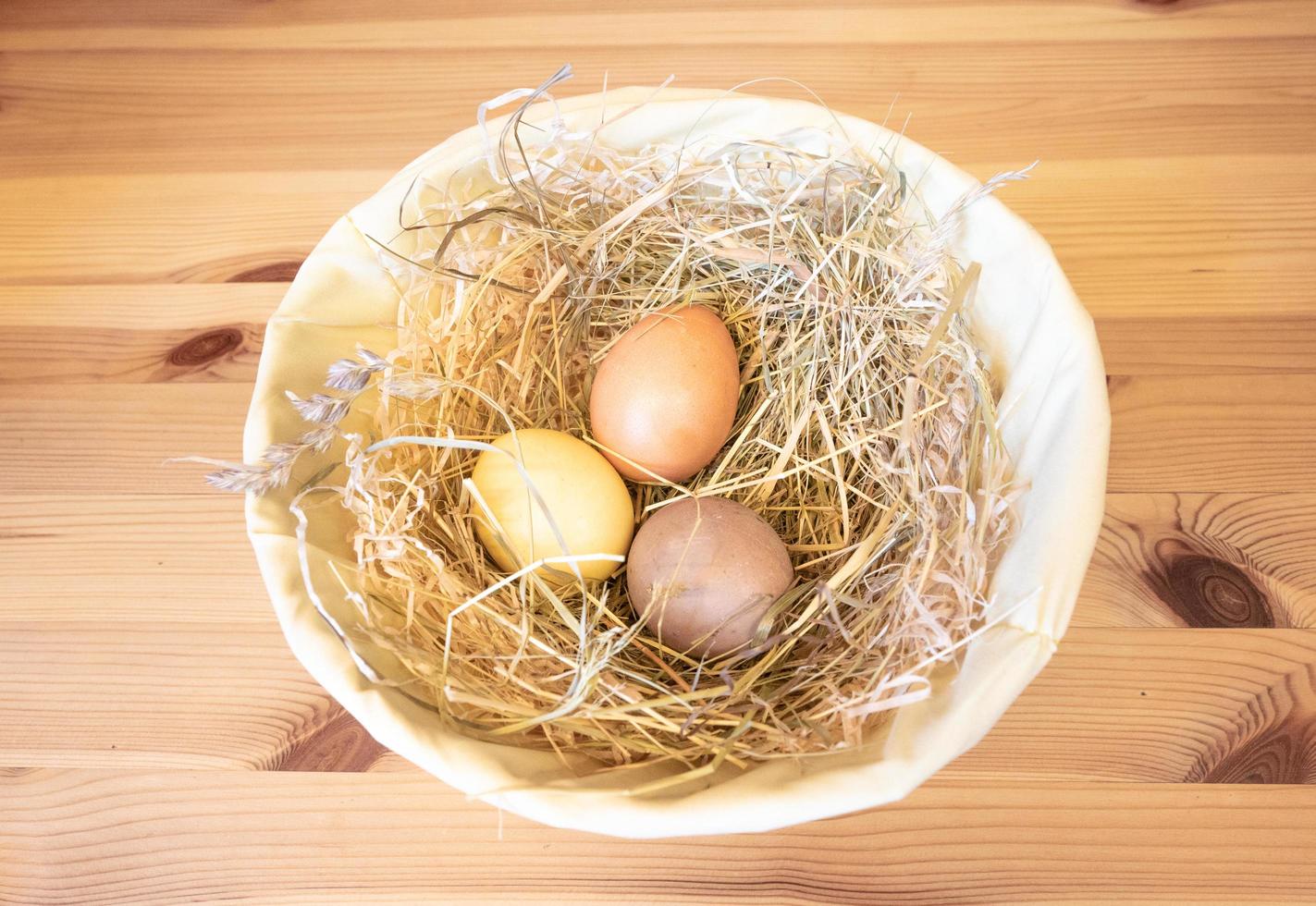 Easter eggs in a basket photo
