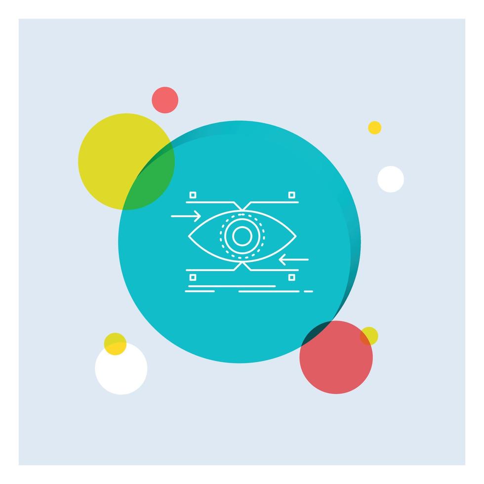 attention. eye. focus. looking. vision White Line Icon colorful Circle Background vector