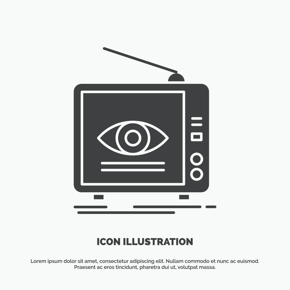 Ad. broadcast. marketing. television. tv Icon. glyph vector gray symbol for UI and UX. website or mobile application