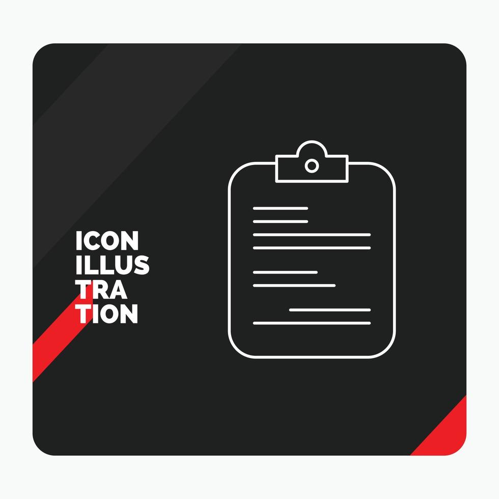 Red and Black Creative presentation Background for report. medical. paper. checklist. document Line Icon vector