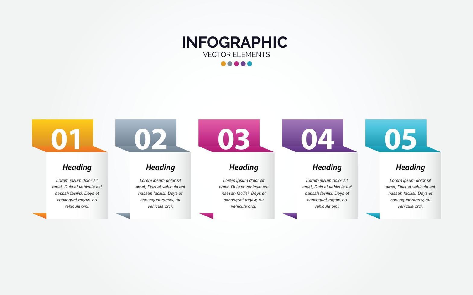 plantilla de diseño infográfico horizontal con 5 opciones o pasos. vector