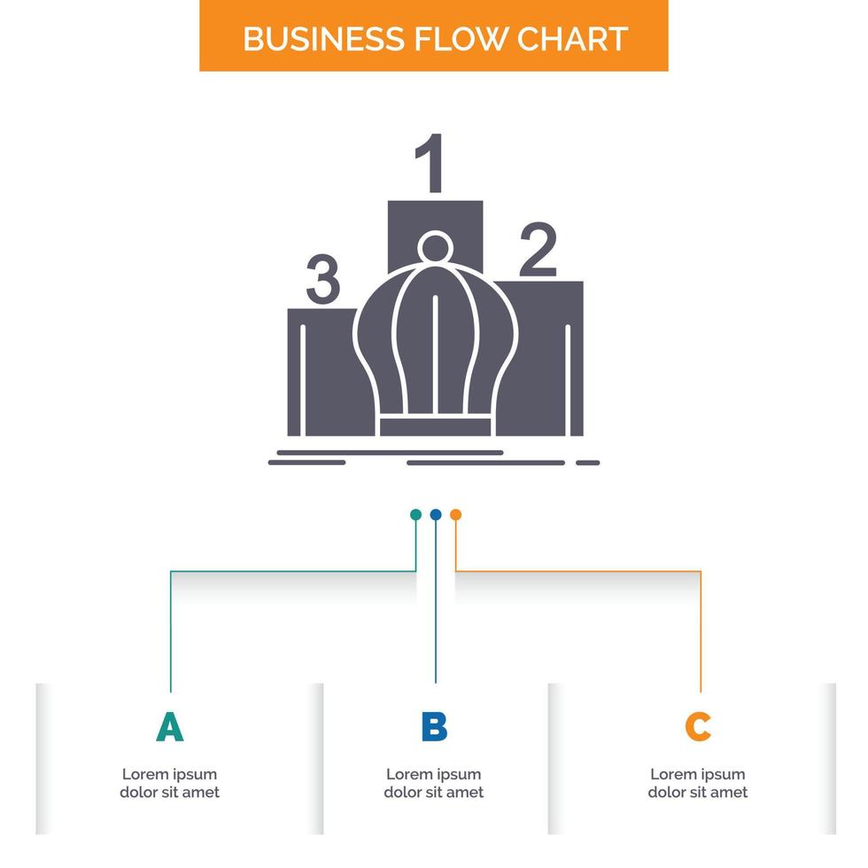 Crown. king. leadership. monarchy. royal Business Flow Chart Design with 3 Steps. Glyph Icon For Presentation Background Template Place for text. vector