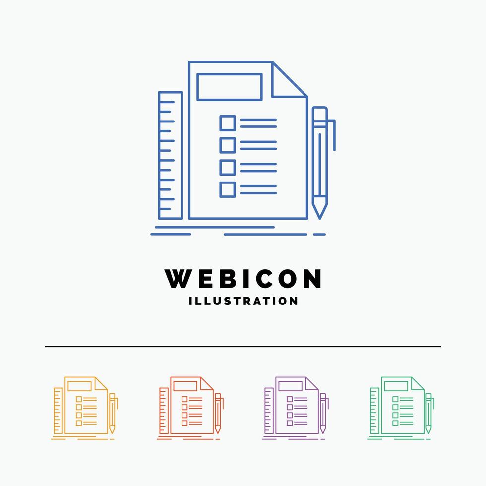 Business. list. plan. planning. task 5 Color Line Web Icon Template isolated on white. Vector illustration