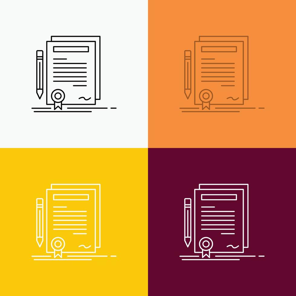 Business. certificate. contract. degree. document Icon Over Various Background. Line style design. designed for web and app. Eps 10 vector illustration