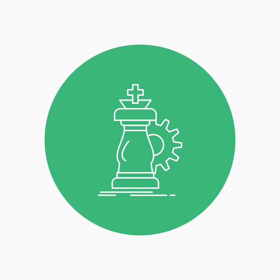 strategy. chess. horse. knight. success White Line Icon in Circle background. vector icon illustration