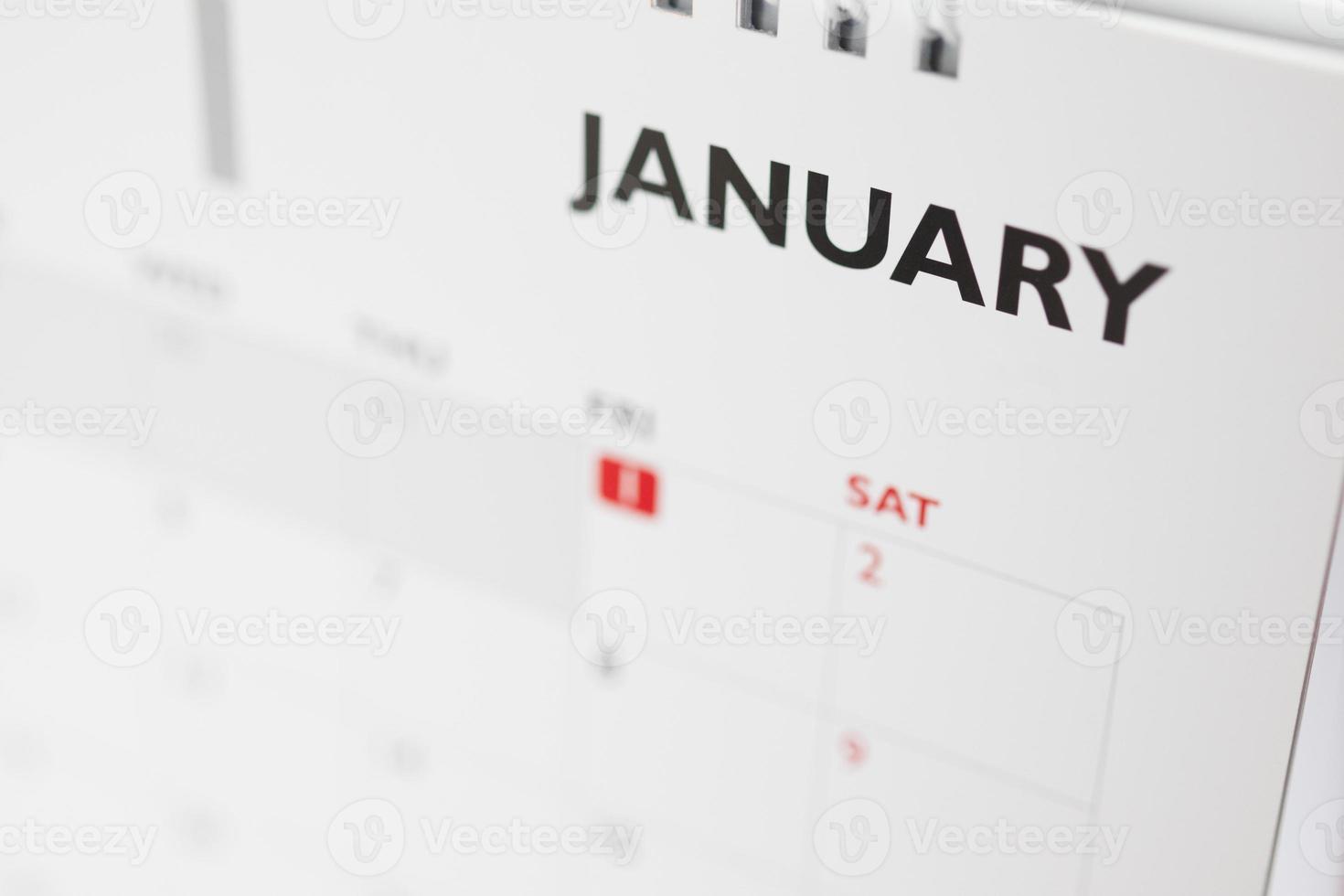 January calendar page with months and dates business planning appointment meeting concept photo