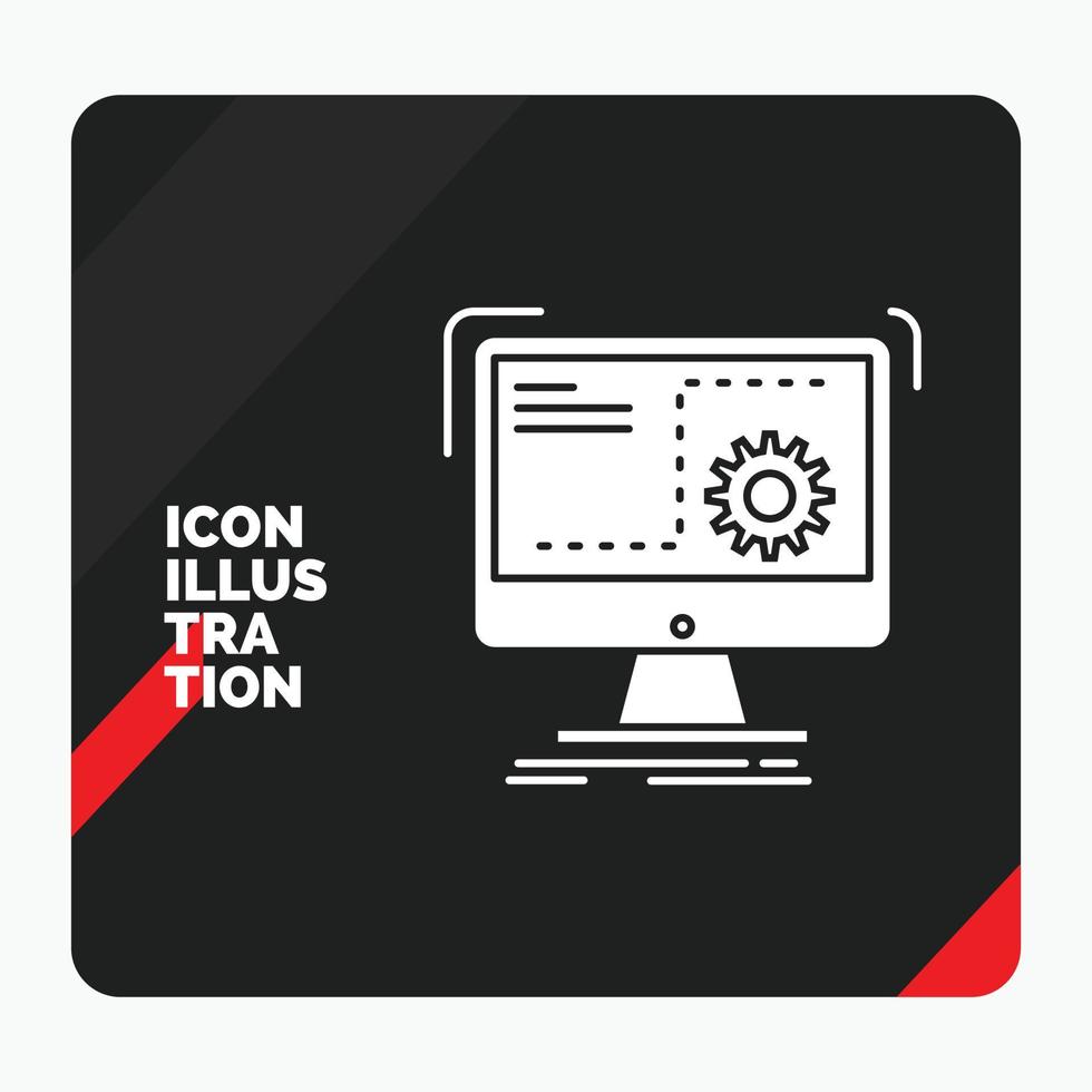 Red and Black Creative presentation Background for Command. computer. function. process. progress Glyph Icon vector