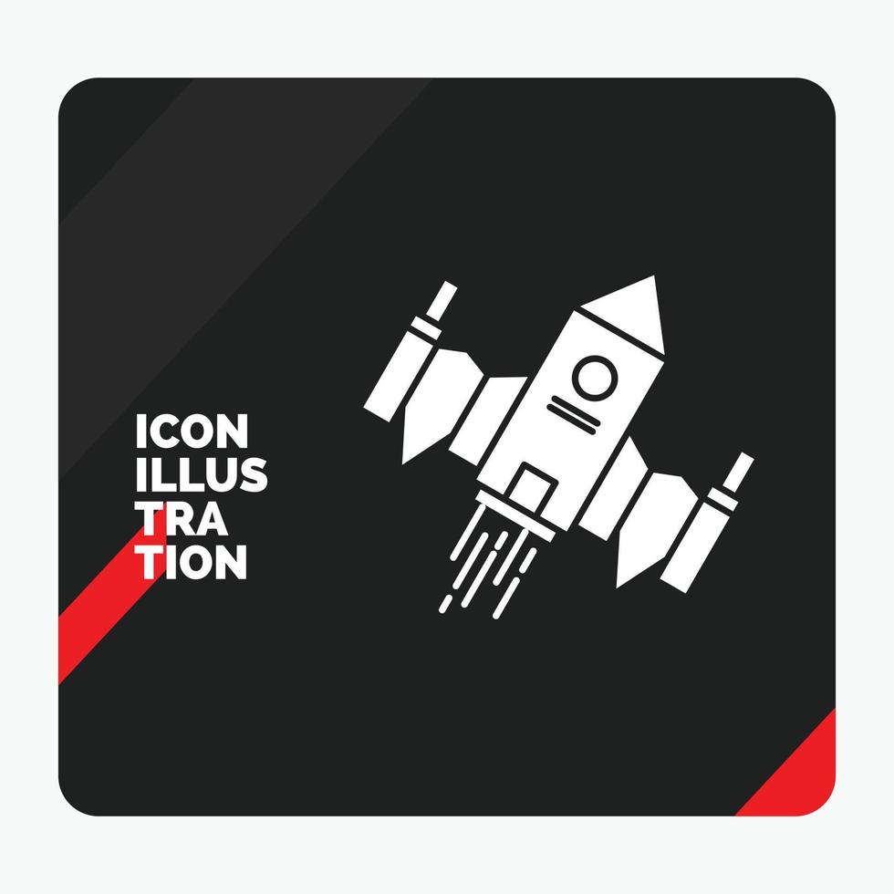 fondo de presentación creativa rojo y negro para naves espaciales. astronave. Embarcacion. espacio. icono de glifo alienígena vector