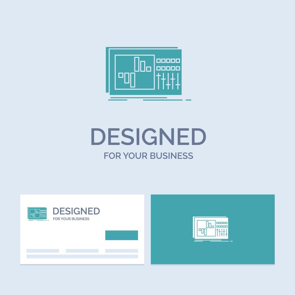 control. equalizer. equalization. sound. studio Business Logo Glyph Icon Symbol for your business. Turquoise Business Cards with Brand logo template. vector