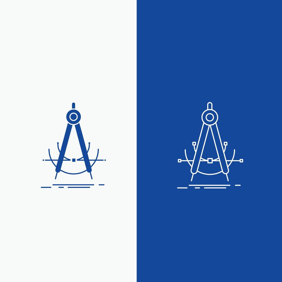 Precision. accure. geometry. compass. measurement Line and Glyph web Button in Blue color Vertical Banner for UI and UX. website or mobile application vector