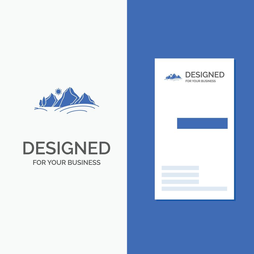 Business Logo for hill. landscape. nature. mountain. sun. Vertical Blue Business .Visiting Card template. vector