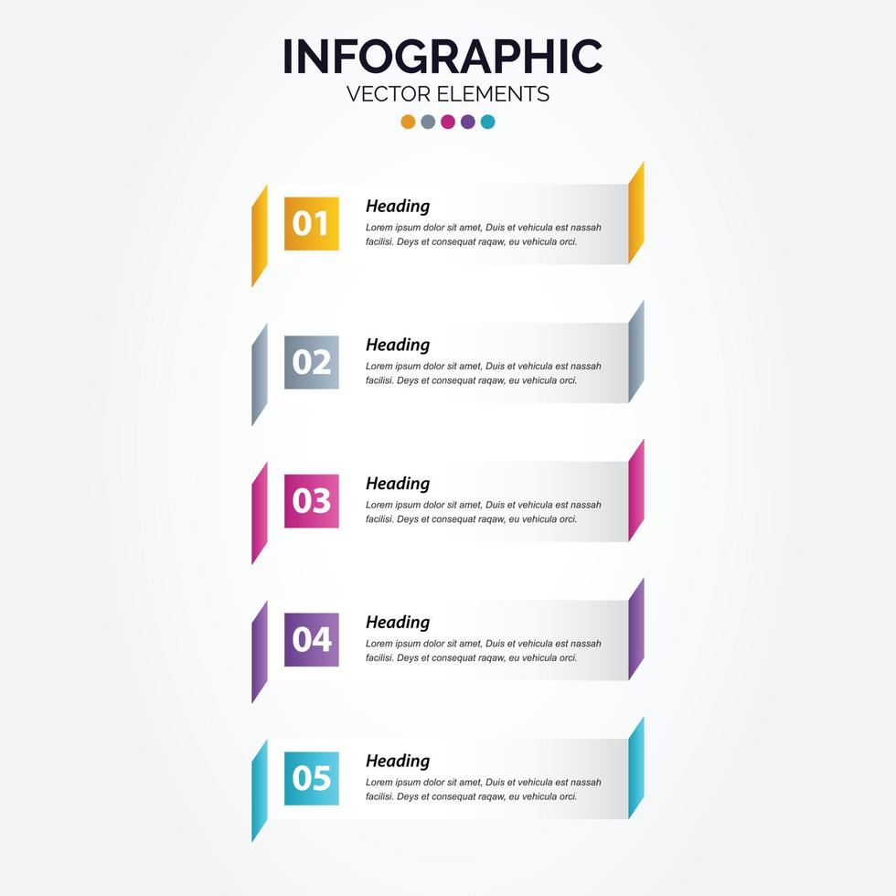 diseño de flecha infográfica vertical vectorial con 5 opciones o pasos. infografía vertical para el concepto de negocio vector