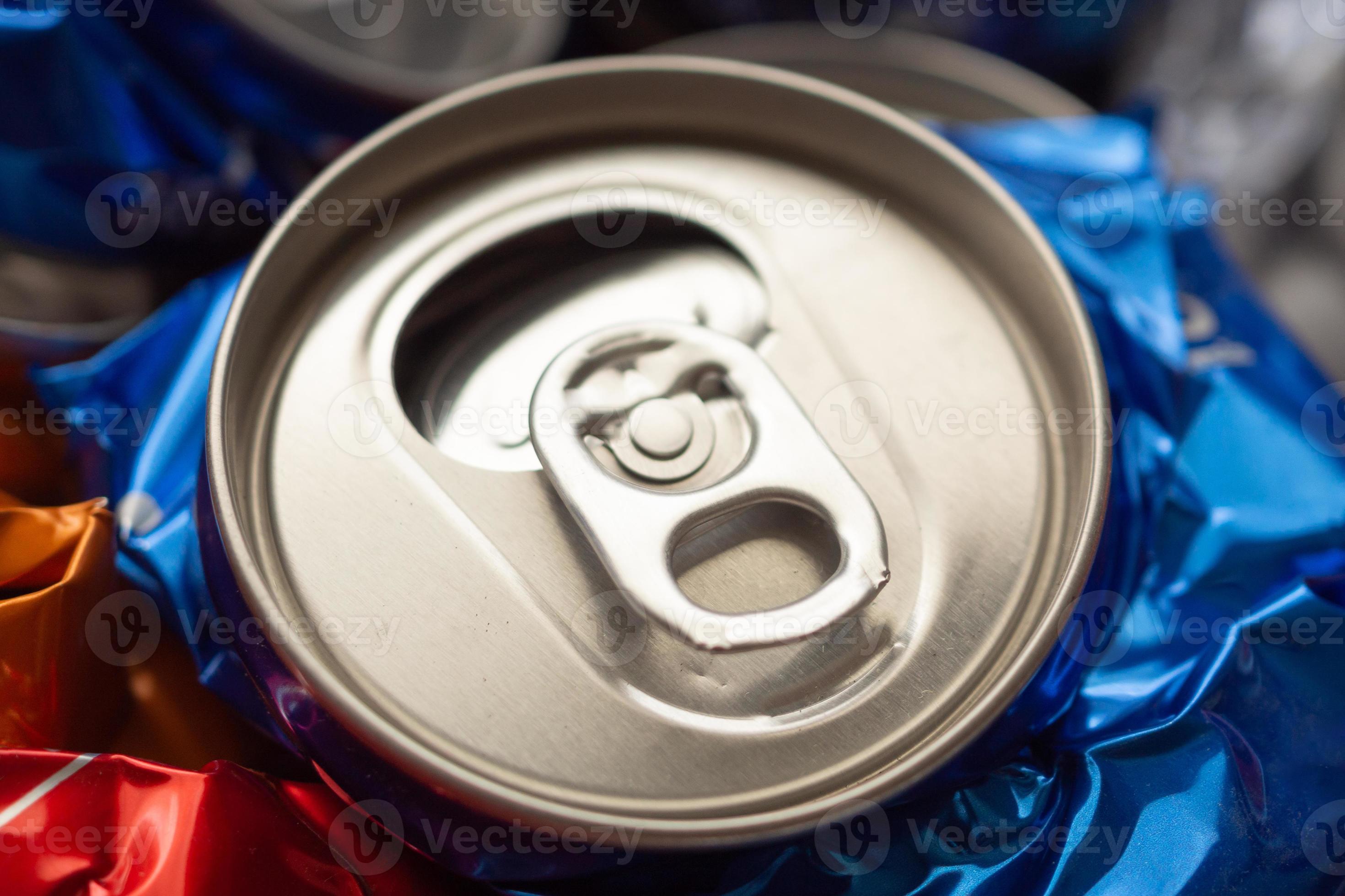 recycle aluminum metal crushed can waste background 13008982 Stock