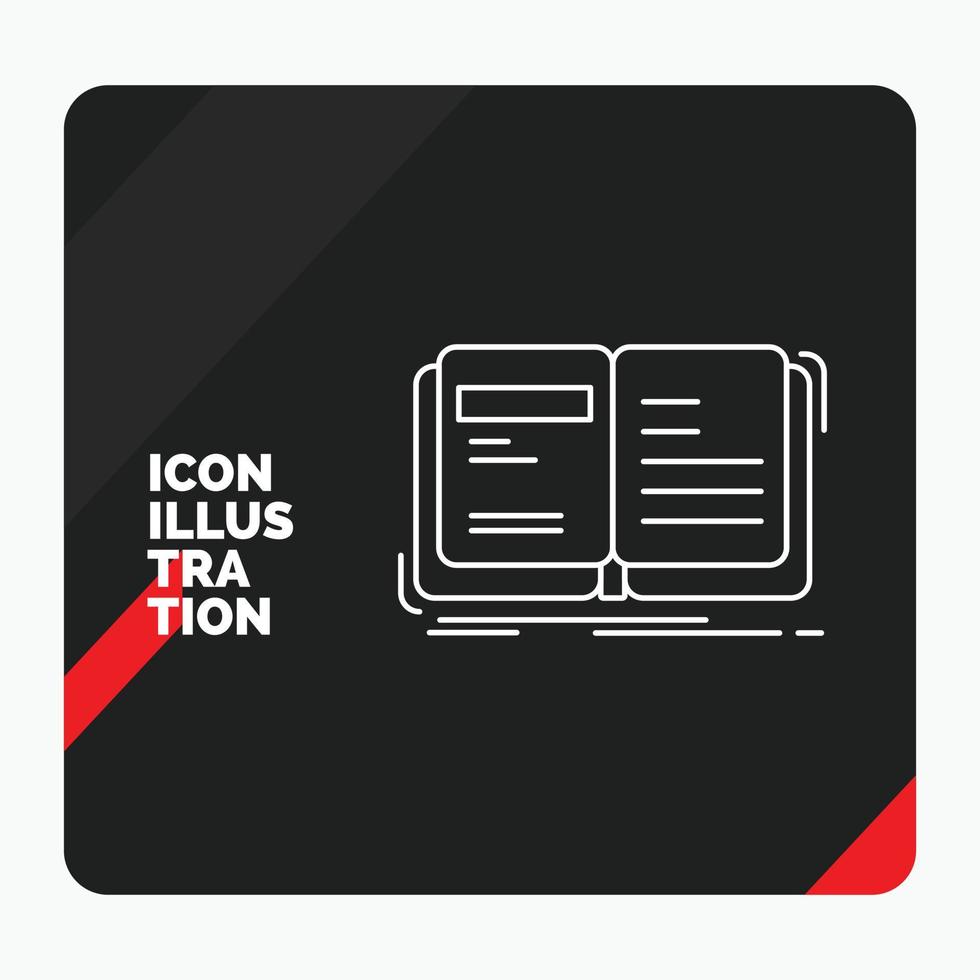 Red and Black Creative presentation Background for Author. book. open. story. storytelling Line Icon vector