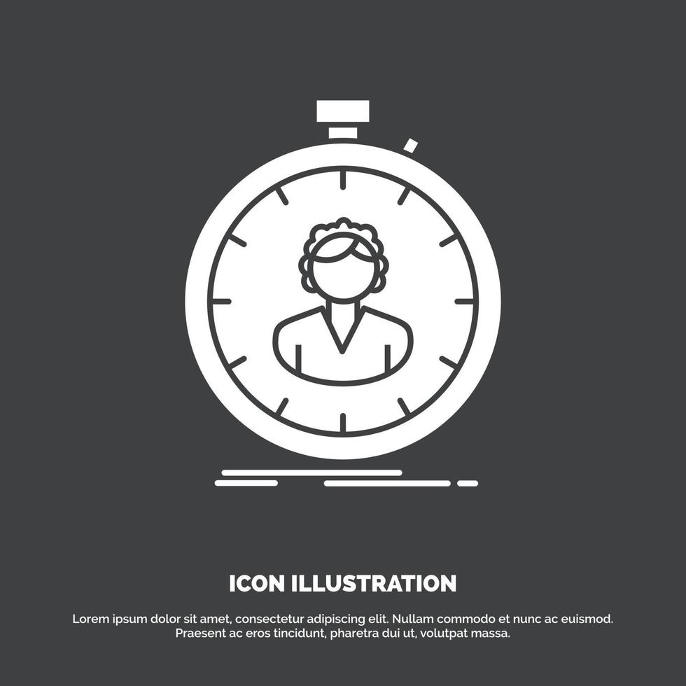 fast. speed. stopwatch. timer. girl Icon. glyph vector symbol for UI and UX. website or mobile application