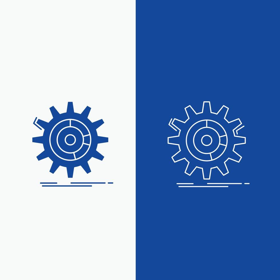 setting. data. management. process. progress Line and Glyph web Button in Blue color Vertical Banner for UI and UX. website or mobile application vector