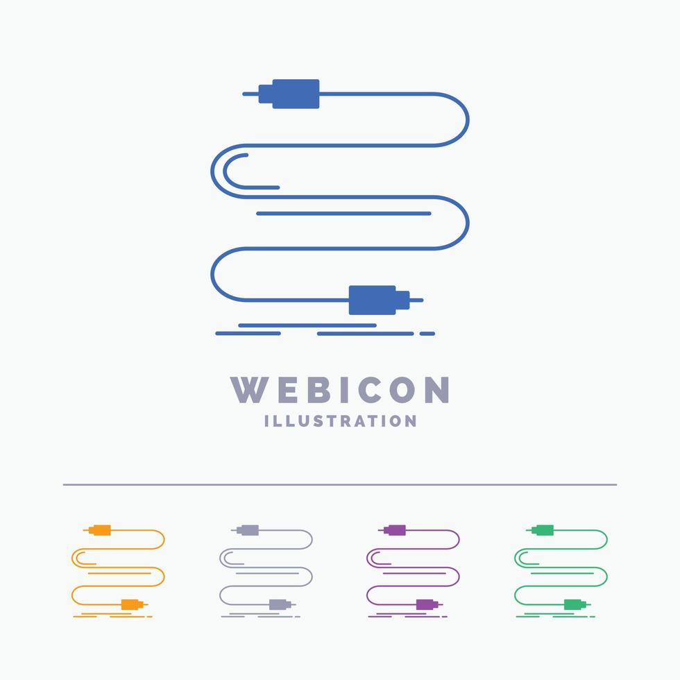 audio. cable. cord. sound. wire 5 Color Glyph Web Icon Template isolated on white. Vector illustration