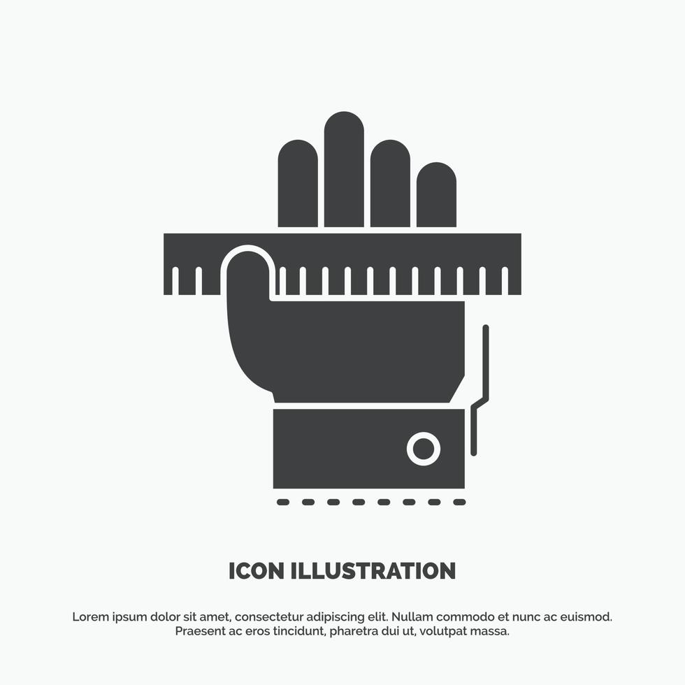 Education. hand. learn. learning. ruler Icon. glyph vector gray symbol for UI and UX. website or mobile application