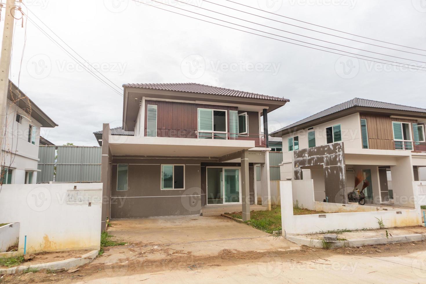 construction residential new house in progress at building site photo