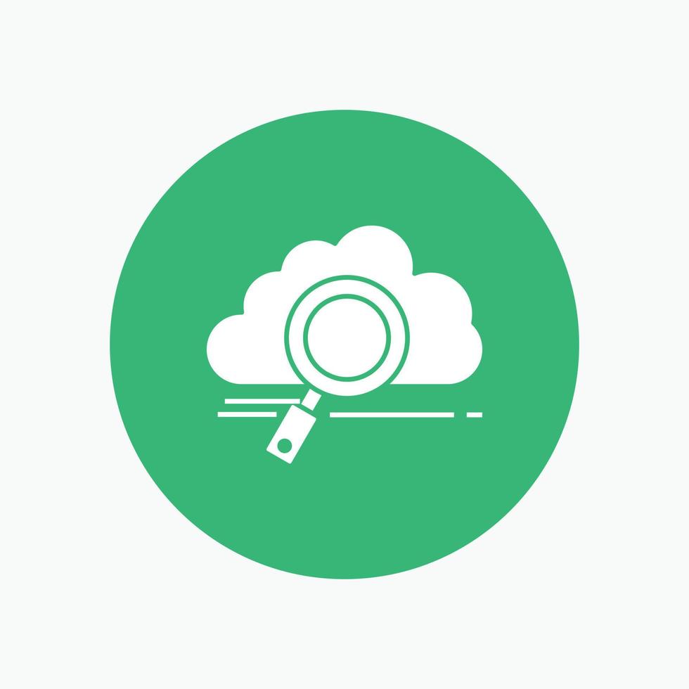 cloud. search. storage. technology. computing White Glyph Icon in Circle. Vector Button illustration