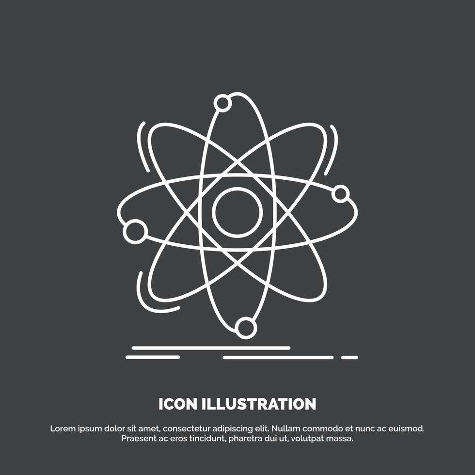 átomo. Ciencias. química. física. icono nuclear. símbolo de vector de línea para ui y ux. sitio web o aplicación móvil