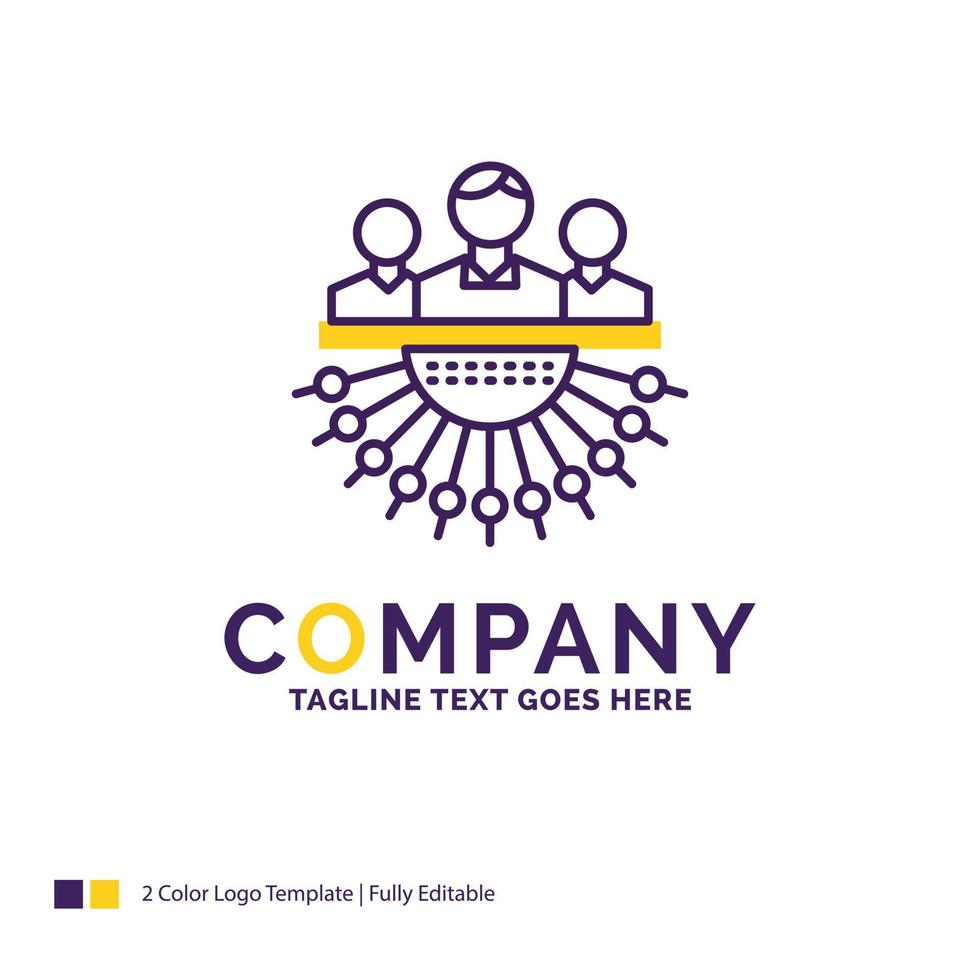 Company Name Logo Design For Allocation. group. human. management. outsource. Purple and yellow Brand Name Design with place for Tagline. Creative Logo template for Small and Large Business. vector