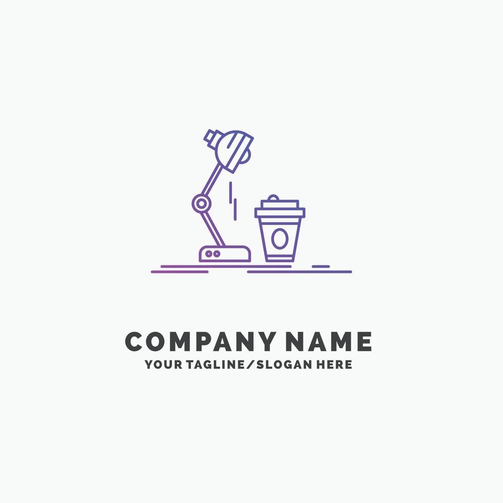 studio. design. coffee. lamp. flash Purple Business Logo Template. Place for Tagline vector