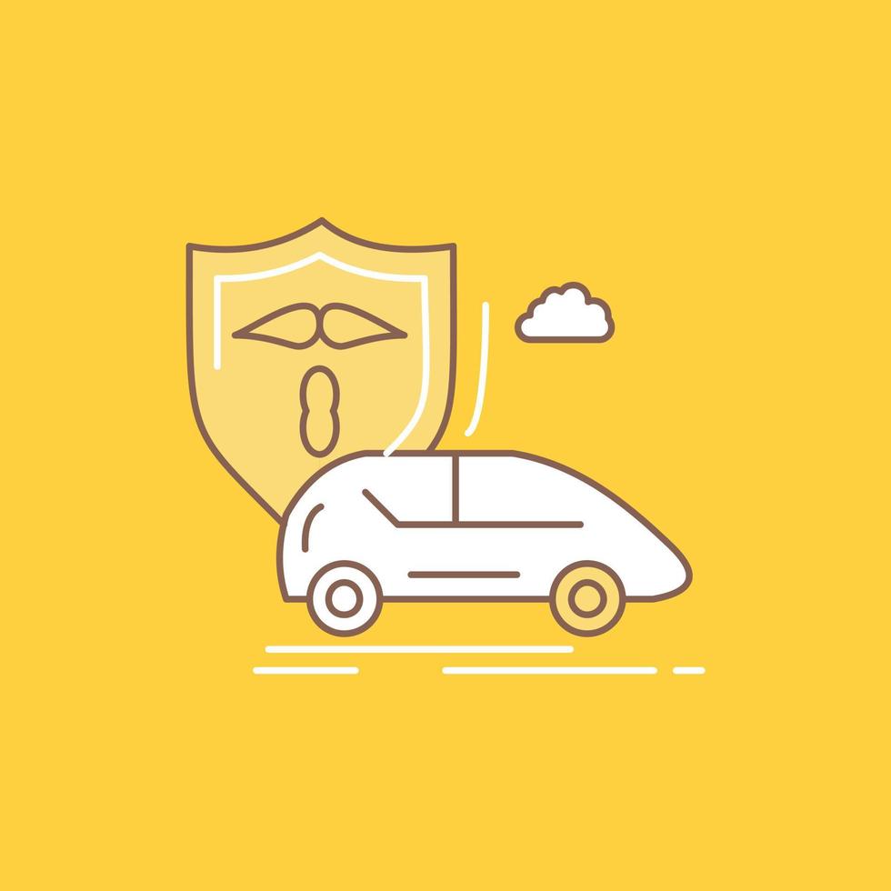 car. hand. insurance. transport. safety Flat Line Filled Icon. Beautiful Logo button over yellow background for UI and UX. website or mobile application vector