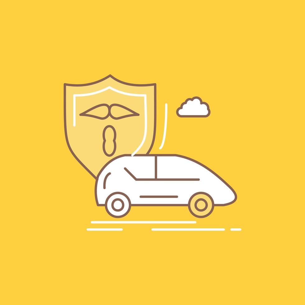 car. hand. insurance. transport. safety Flat Line Filled Icon. Beautiful Logo button over yellow background for UI and UX. website or mobile application vector
