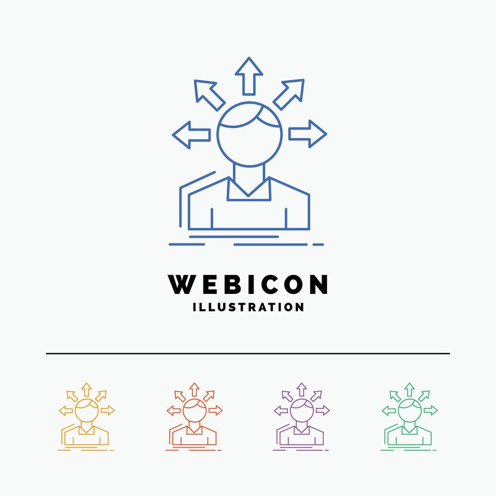 conversion difference. diversity. options. structure. user transition 5 Color Line Web Icon Template isolated on white. Vector illustration