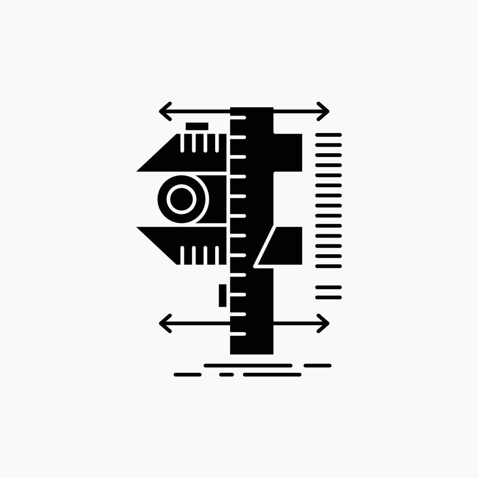 measure. caliper. calipers. physics. measurement Glyph Icon. Vector isolated illustration