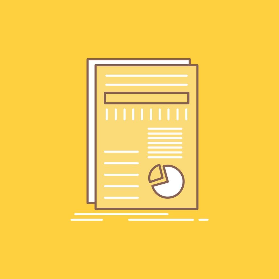 business. data. finance. report. statistics Flat Line Filled Icon. Beautiful Logo button over yellow background for UI and UX. website or mobile application vector