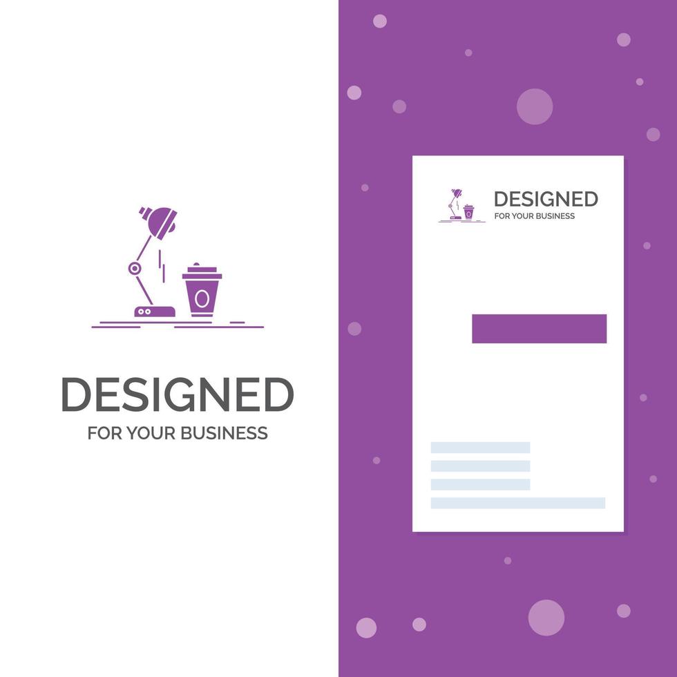 Business Logo for studio. design. coffee. lamp. flash. Vertical Purple Business .Visiting Card template. Creative background vector illustration