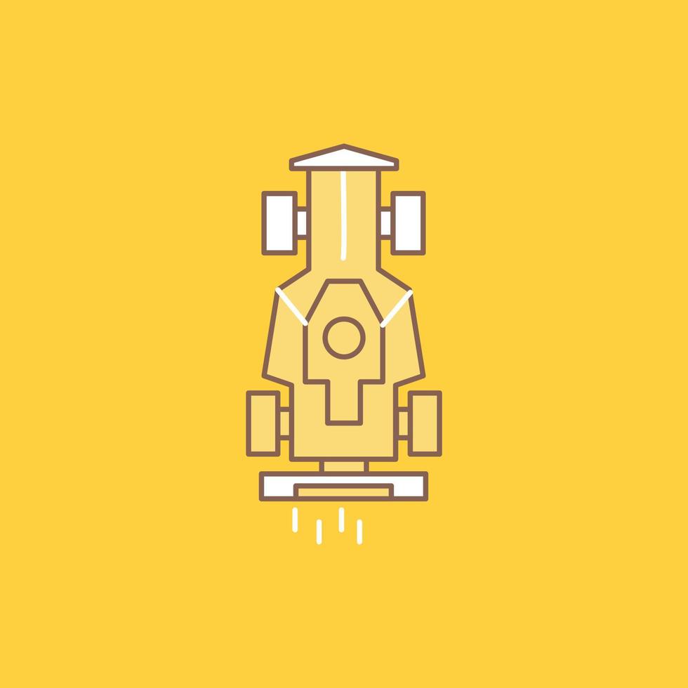 Car. formula. game. racing. speed Flat Line Filled Icon. Beautiful Logo button over yellow background for UI and UX. website or mobile application vector