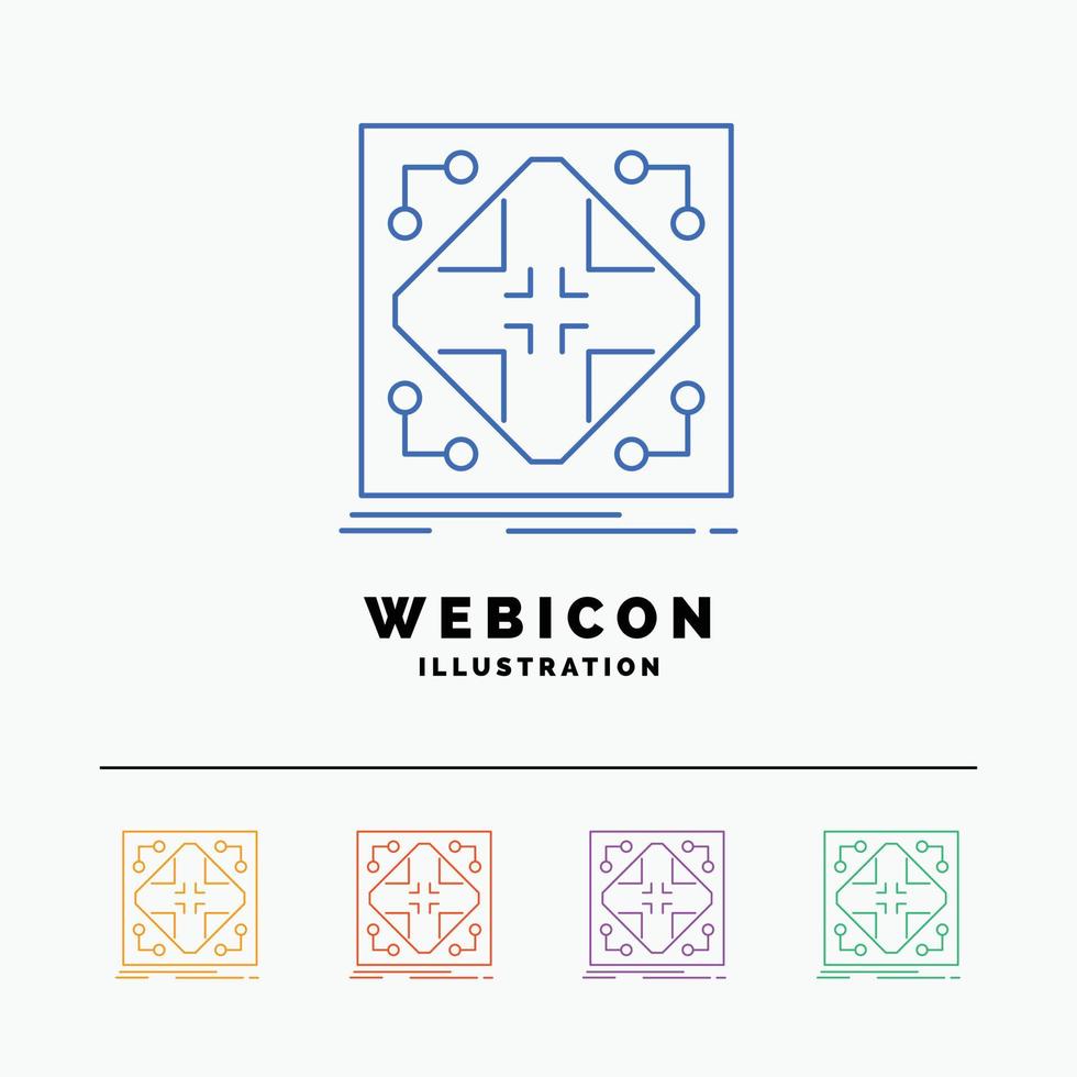 Data. infrastructure. network. matrix. grid 5 Color Line Web Icon Template isolated on white. Vector illustration