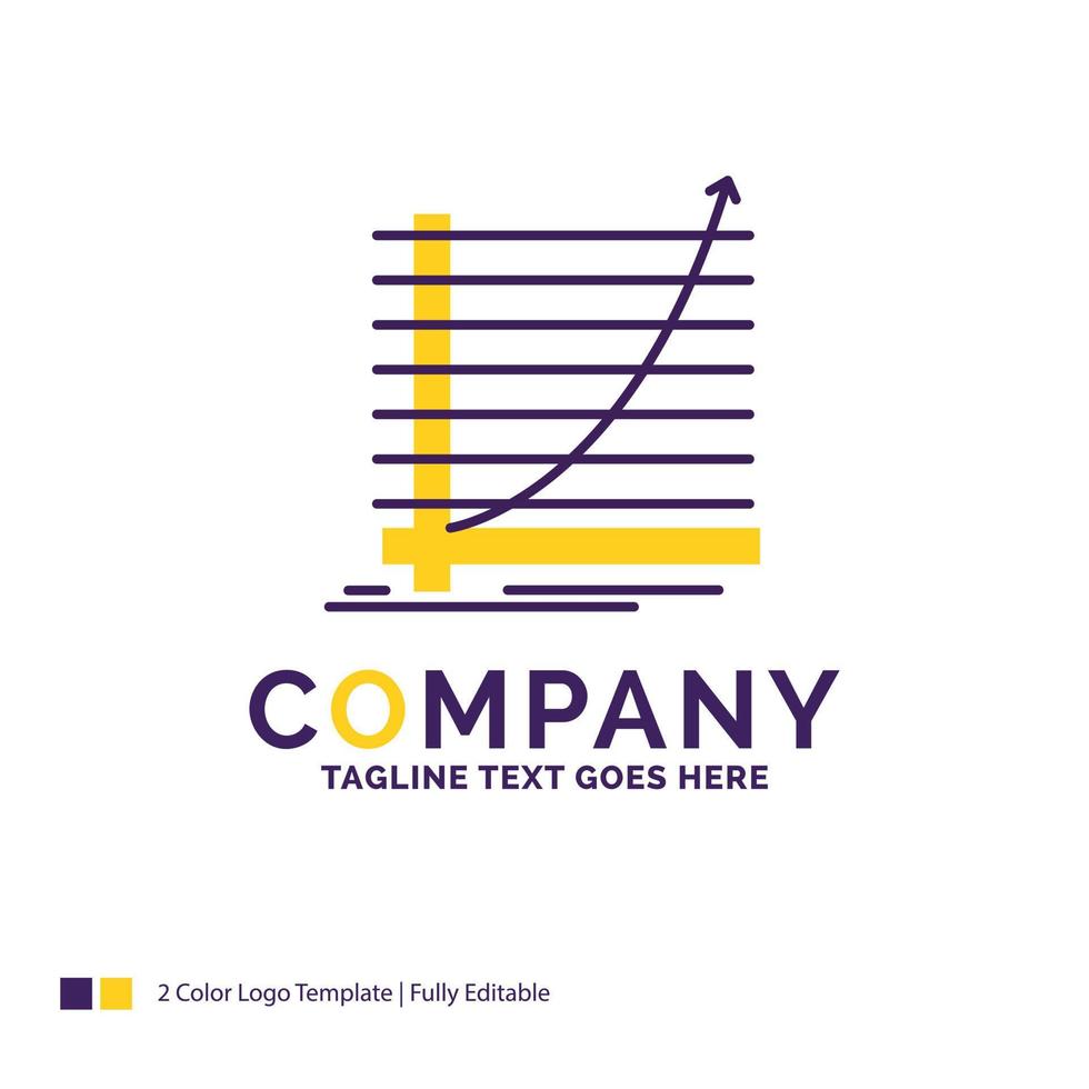 Company Name Logo Design For Arrow. chart. curve. experience. goal. Purple and yellow Brand Name Design with place for Tagline. Creative Logo template for Small and Large Business. vector