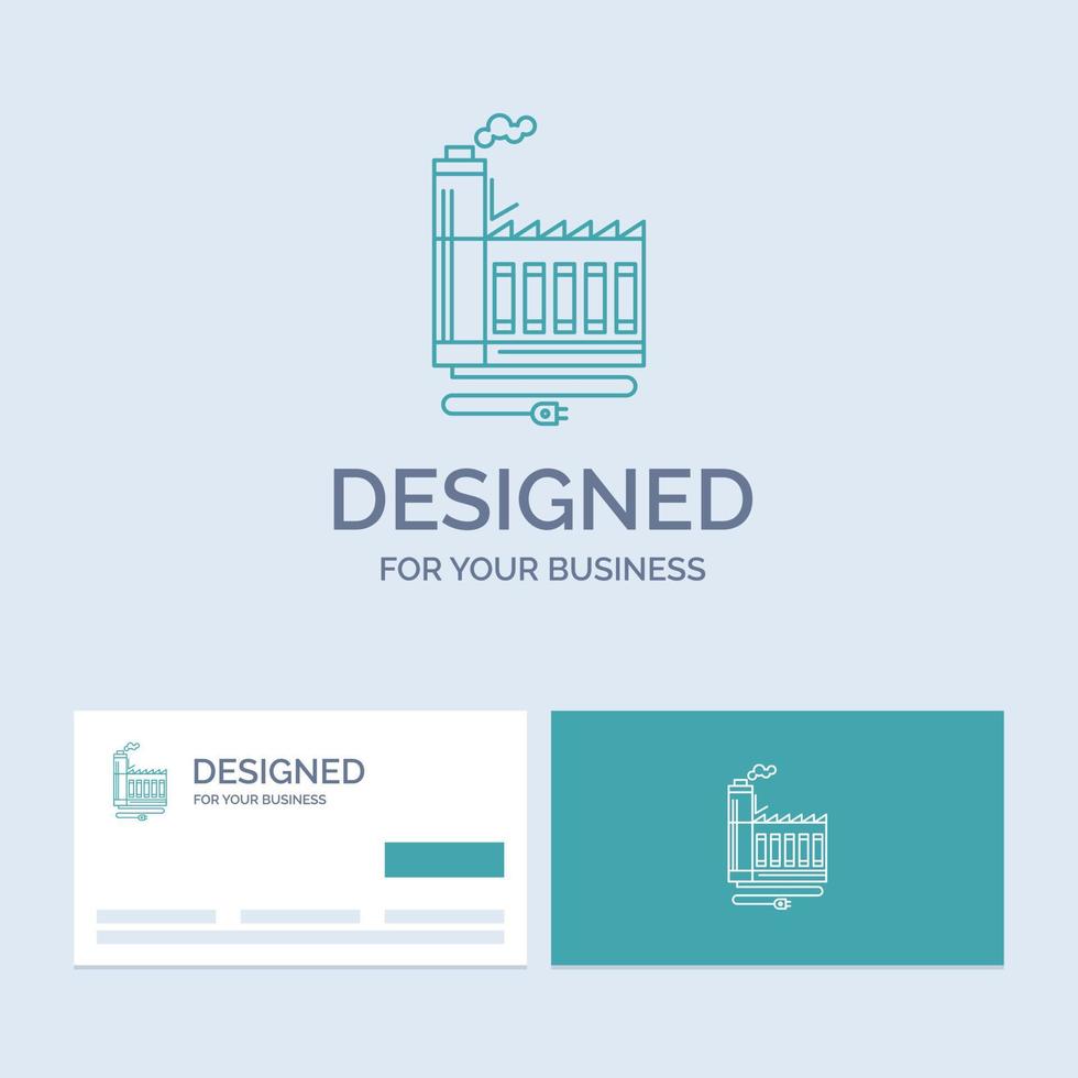 Consumption. resource. energy. factory. manufacturing Business Logo Line Icon Symbol for your business. Turquoise Business Cards with Brand logo template vector