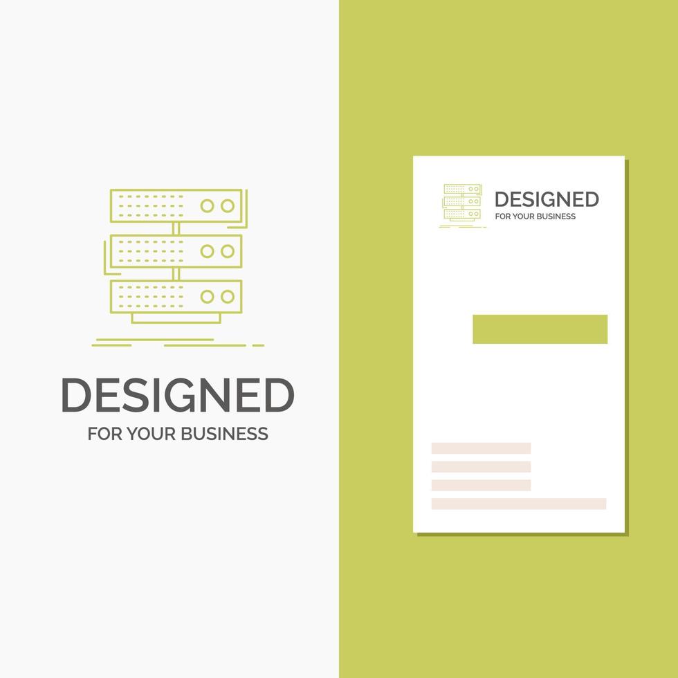 Business Logo for server. storage. rack. database. data. Vertical Green Business .Visiting Card template. Creative background vector illustration